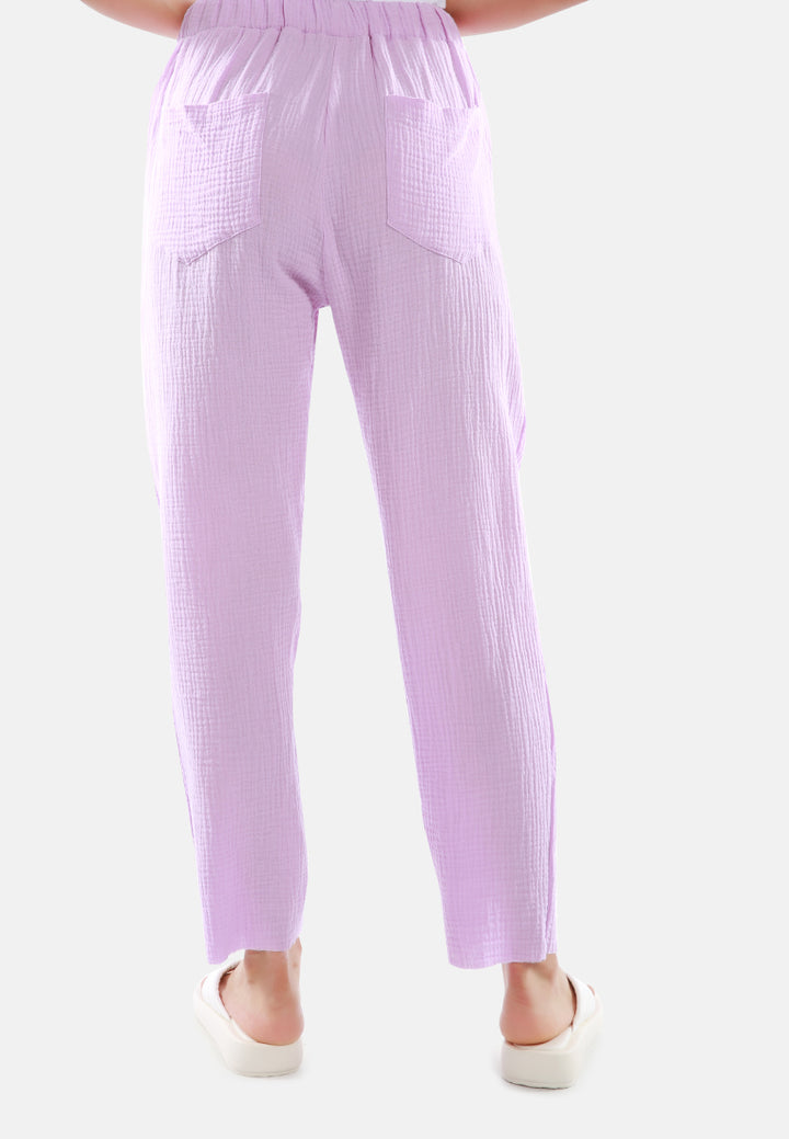 drawstring narrow bottom summer pants by ruw#color_purple