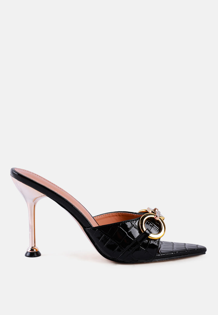 drippin hot croc patent faux leather sandals by ruw#color_black