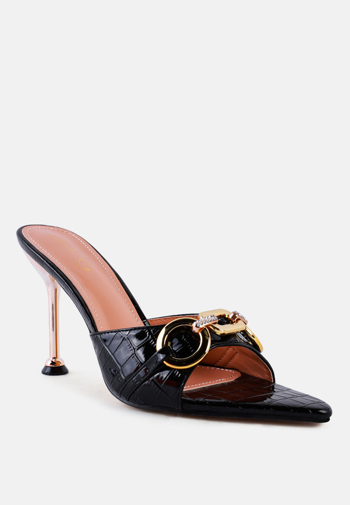 drippin hot croc patent faux leather sandals by ruw#color_black
