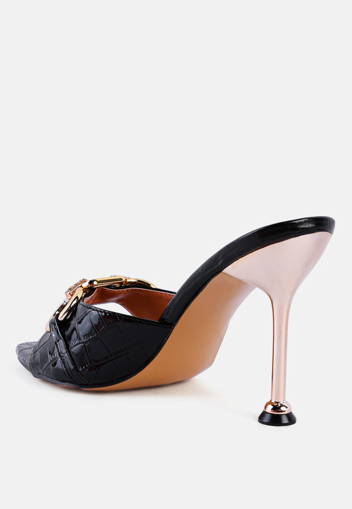 drippin hot croc patent faux leather sandals by ruw#color_black