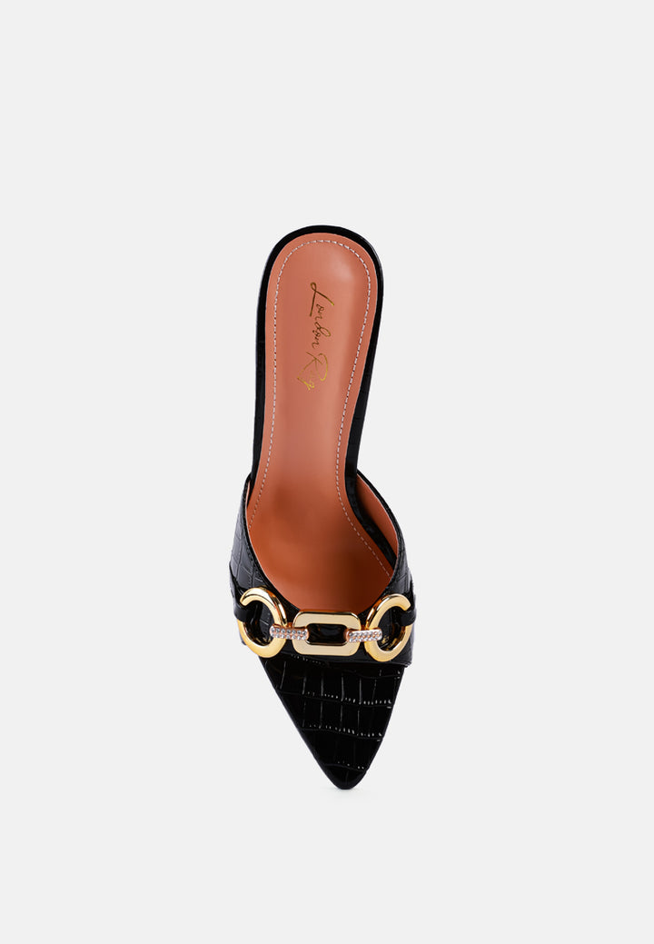 drippin hot croc patent faux leather sandals by ruw#color_black