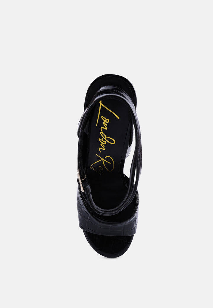 drop dead patent croc ultra high platform sandals by ruw#color_black