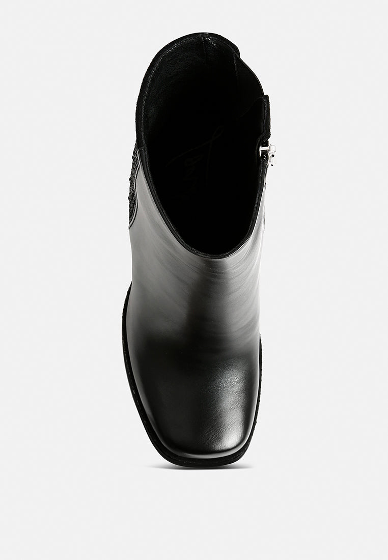 dryday diamante zip up block heel boots by ruw#color_black