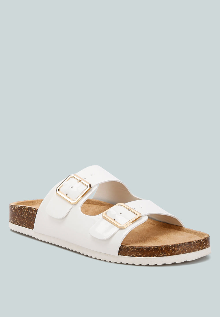 dual strap buckle flats by ruw#color_white