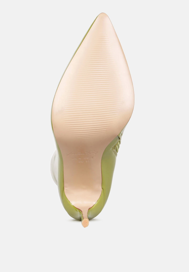 eclectic patent pu long stiletto boots by ruw#color_neon-green