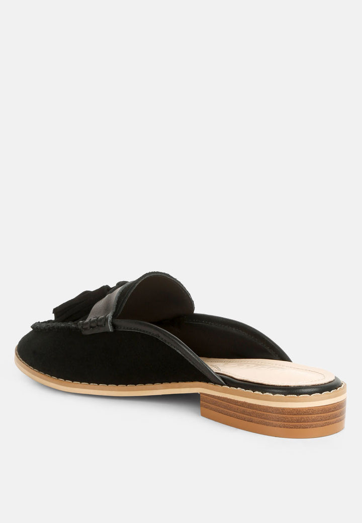 edmanda tassle detail leather mules by ruw#color_black