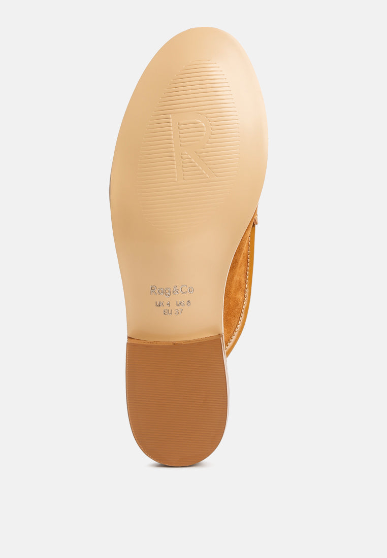 edmanda tassle detail leather mules by ruw#color_light-tan