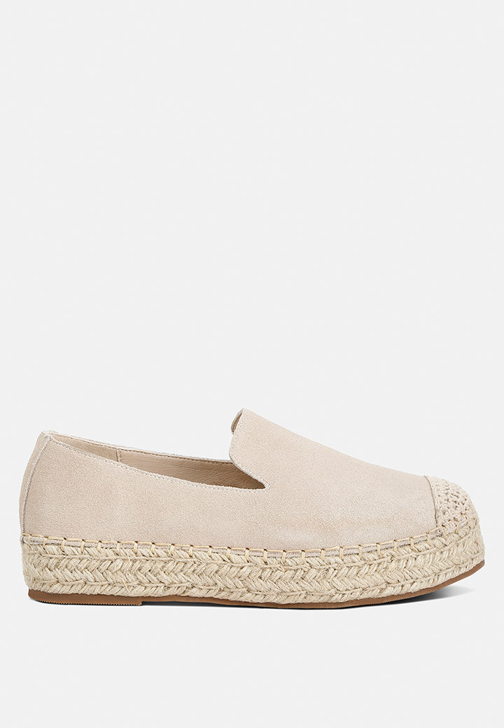 suede flatform heel espadrilles by ruw#color_beige