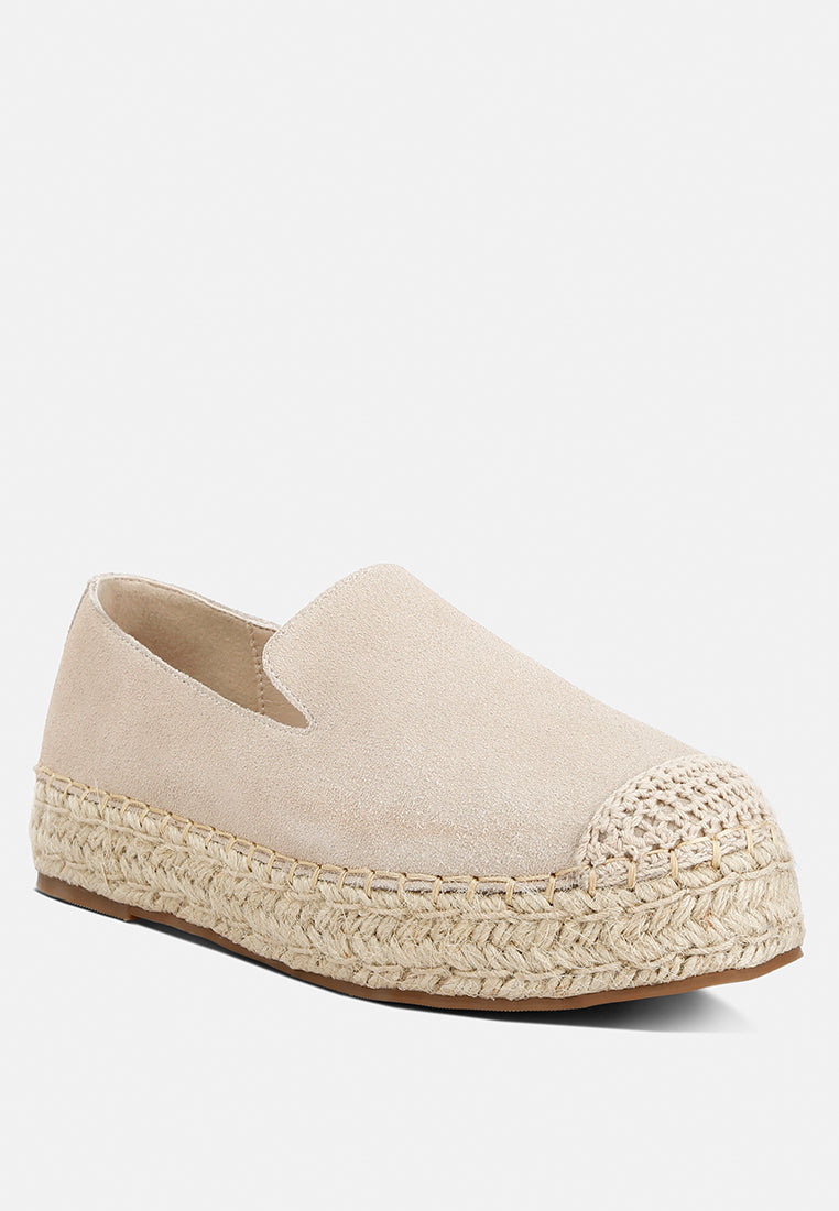 suede flatform heel espadrilles by ruw#color_beige