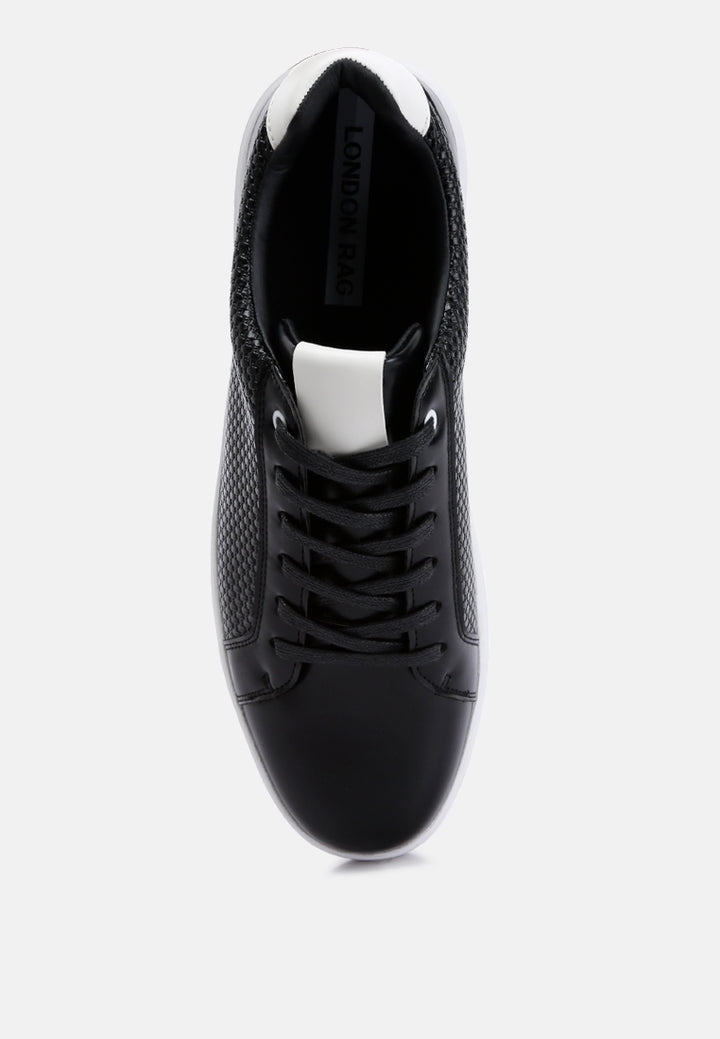 men's faux leather lace-up sneakers by ruw#color_black