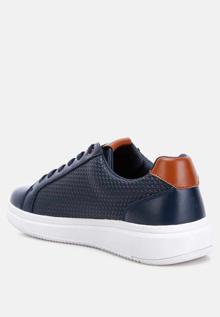 men's faux leather lace-up sneakers by ruw#color_navy