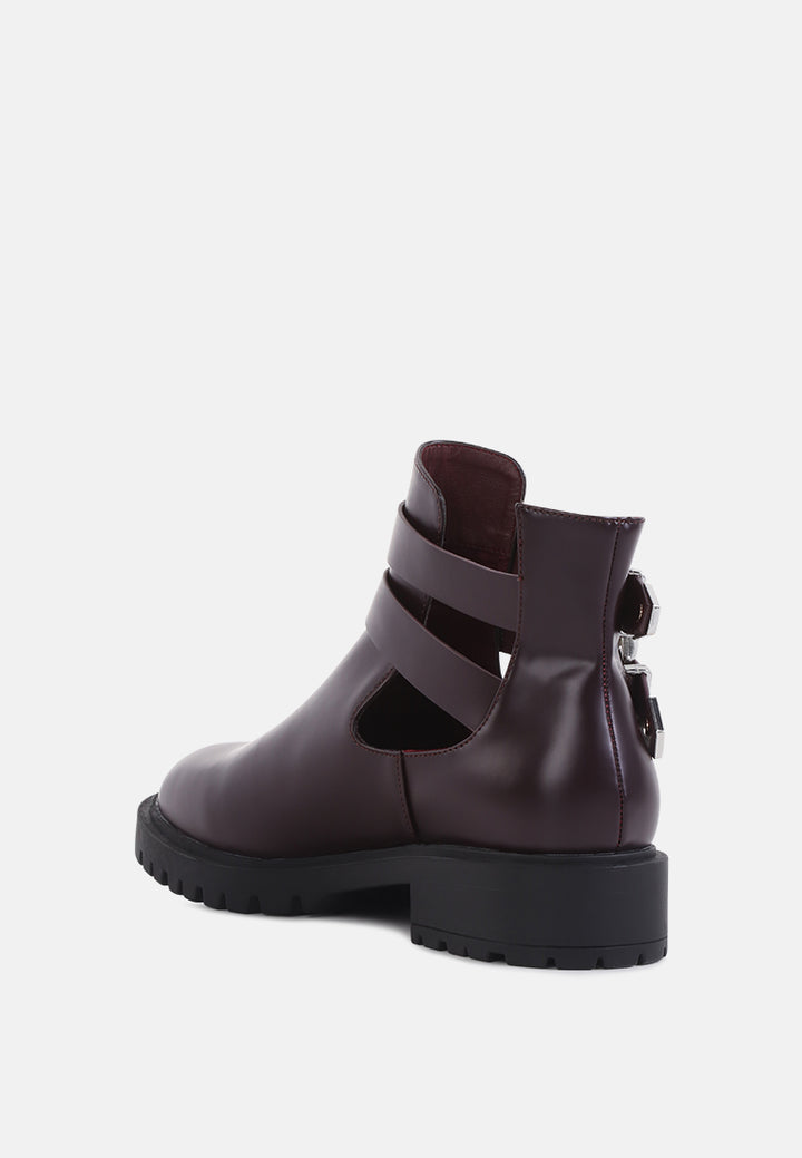 erner adjustable cut-out buckle boots#color_wine