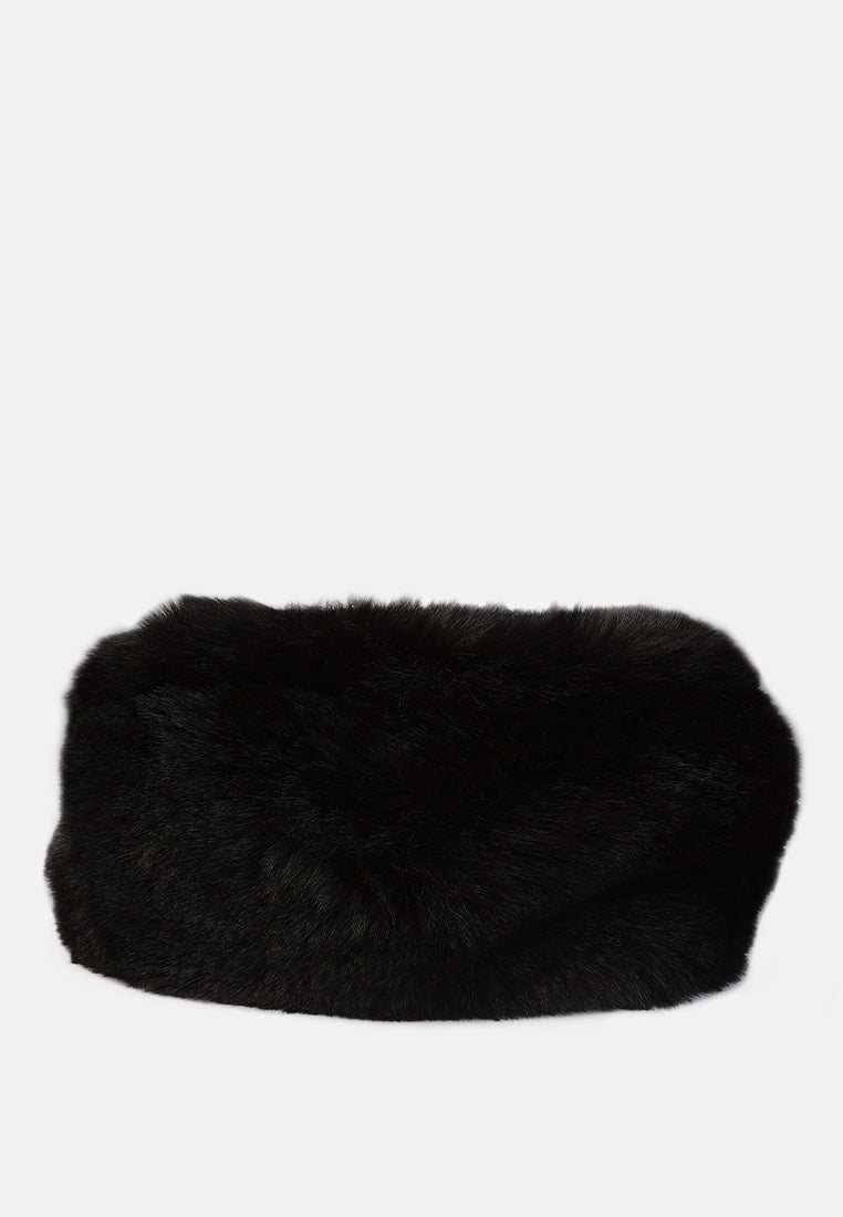 faux fur round mini bag#color_black