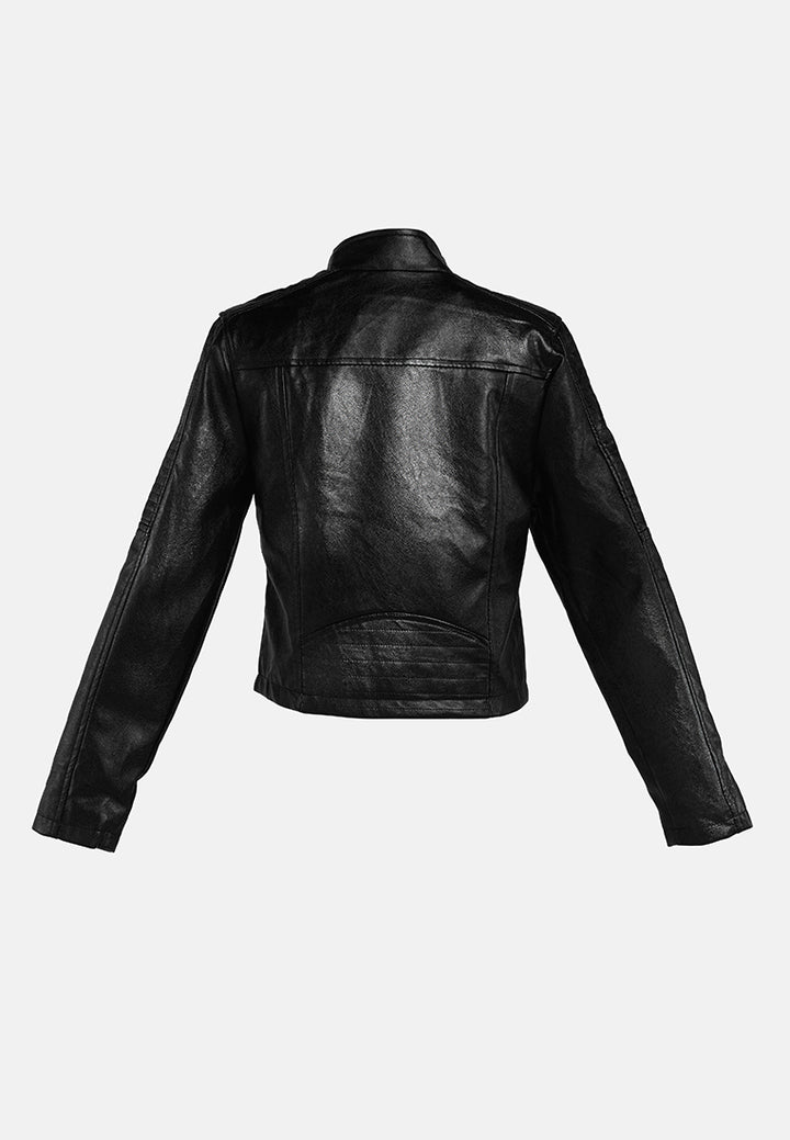 faux leather biker jacket#color_black