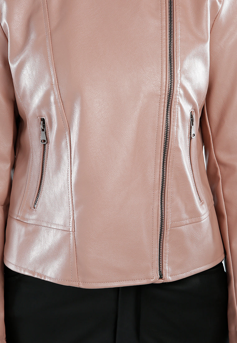 faux leather biker jacket#color_mauve