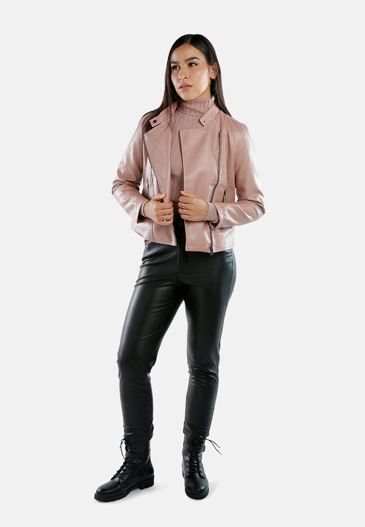 faux leather biker jacket#color_mauve