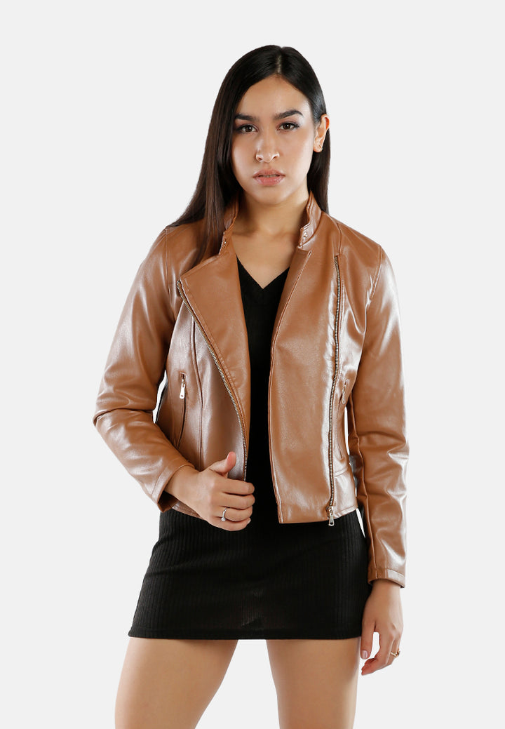 faux leather biker jacket#color_camel