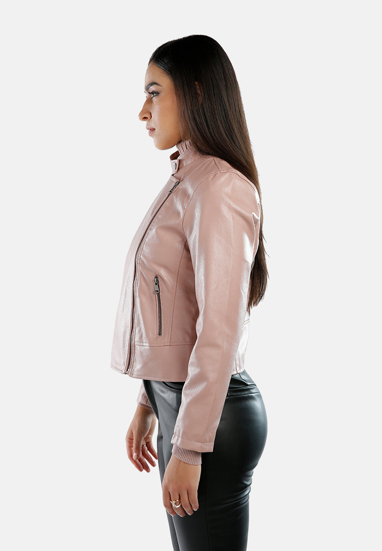 faux leather biker jacket#color_mauve