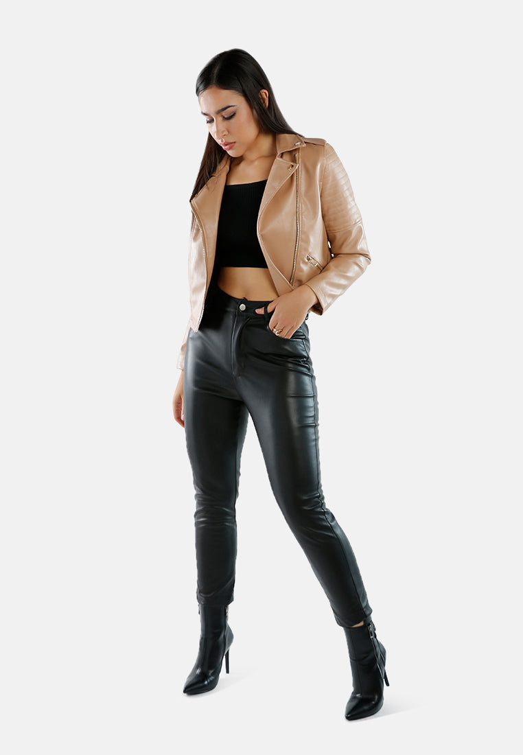 faux leather biker jacket#color_taupe