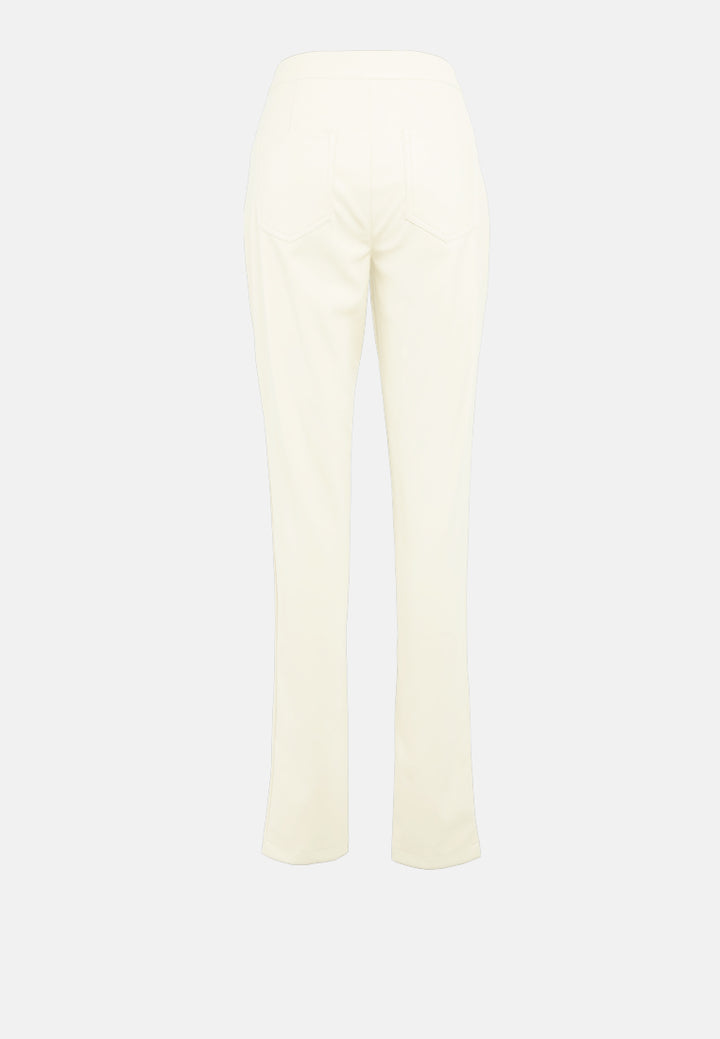 faux leather split hem pants#color_cream