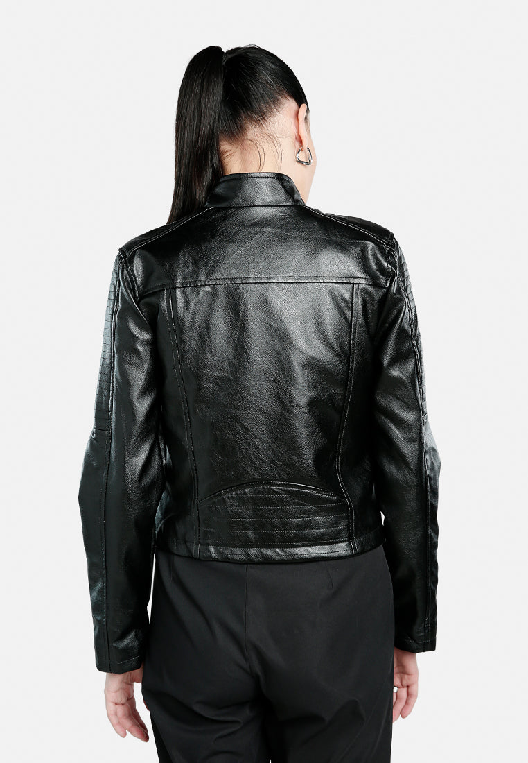 faux leather biker jacket#color_black