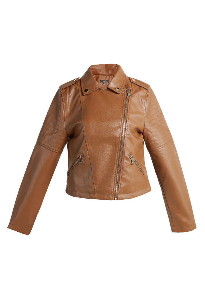 faux leather biker jacket#color_camel
