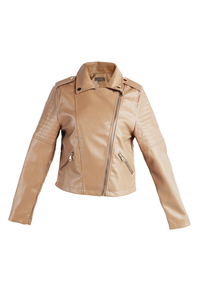 faux leather biker jacket#color_taupe