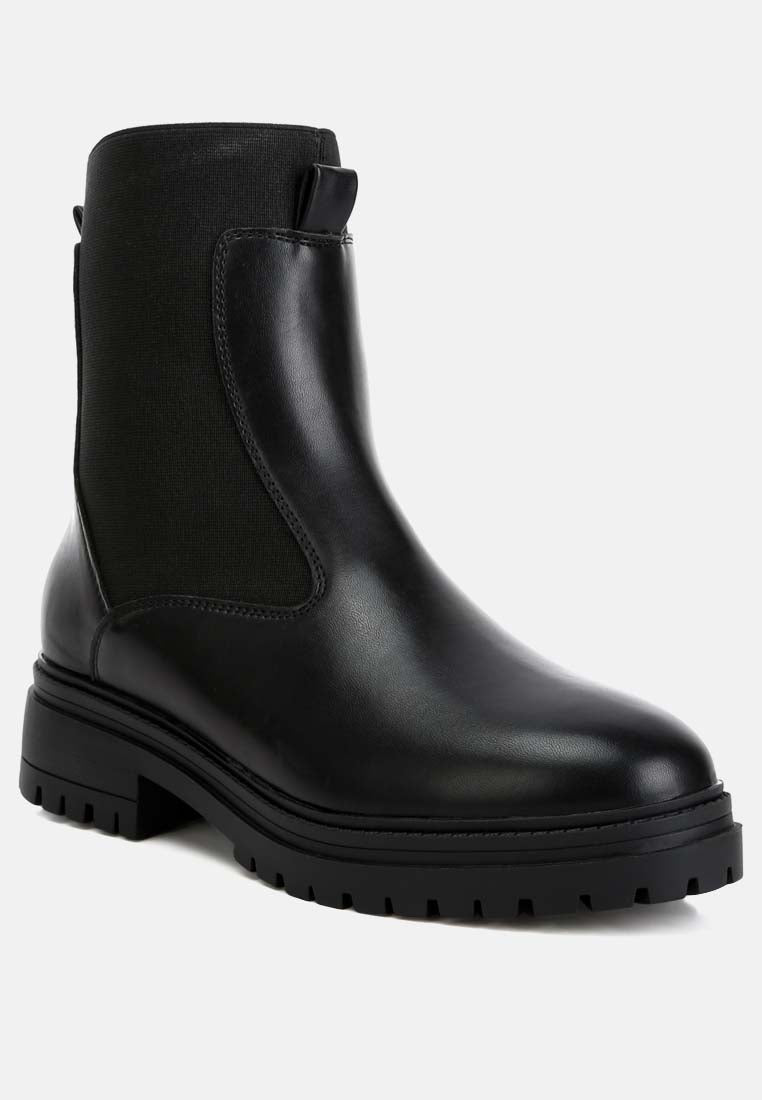 faux leather chunky chelsea boots by ruw#color_black