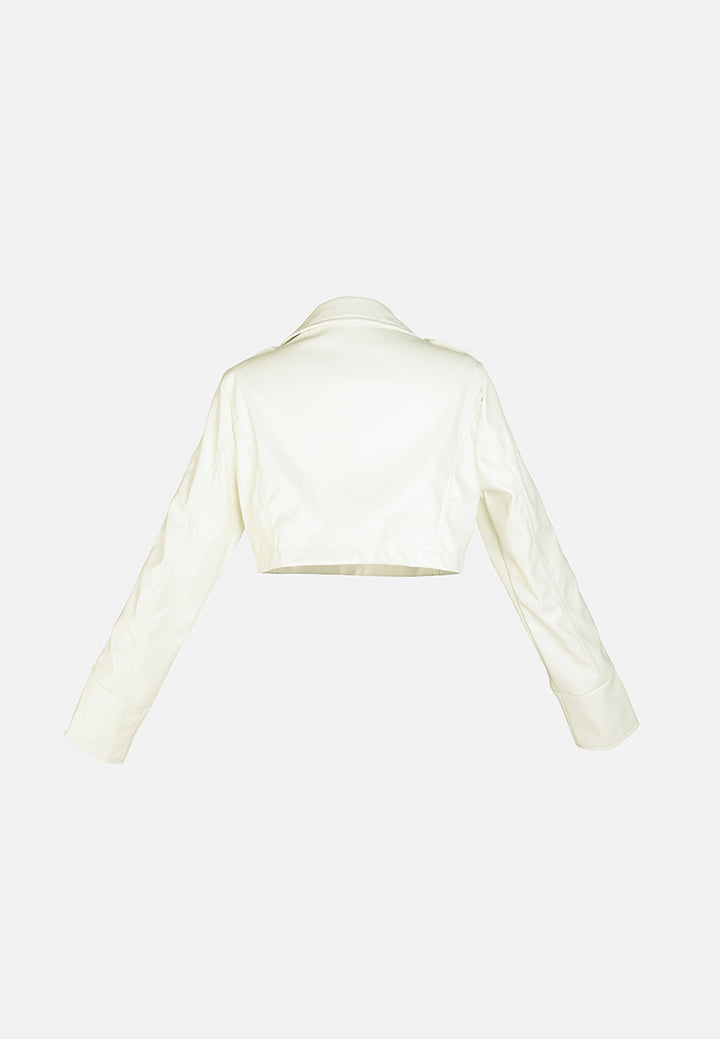 faux leather crop jacket by ruw#color_cream