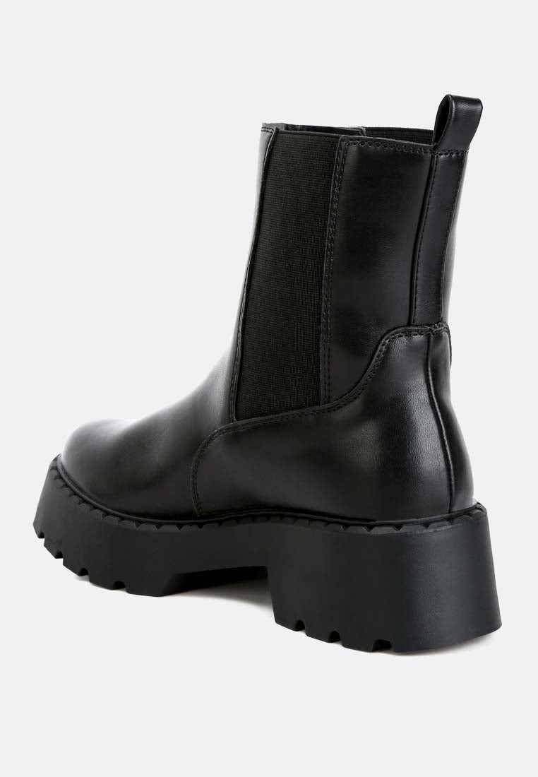 faux leather elasticated chelsea boots by ruw#color_black