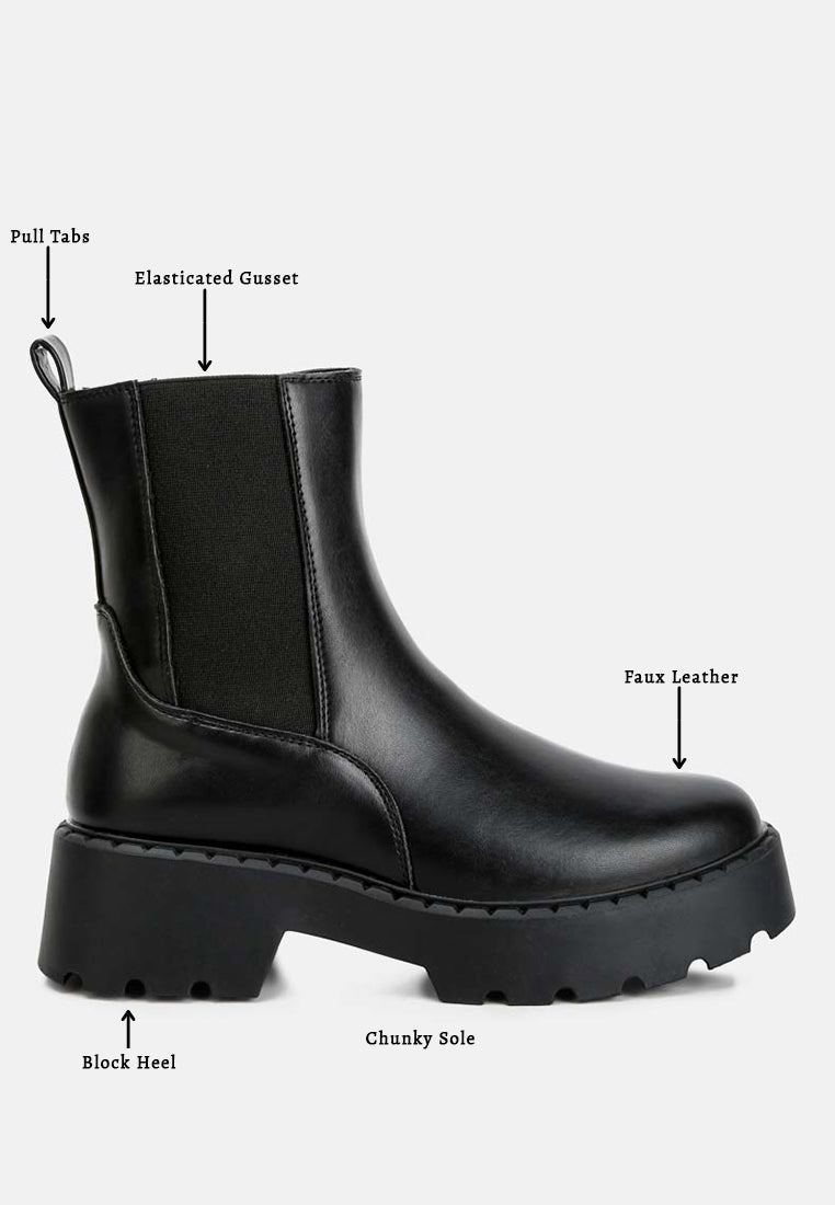 faux leather elasticated chelsea boots by ruw#color_black