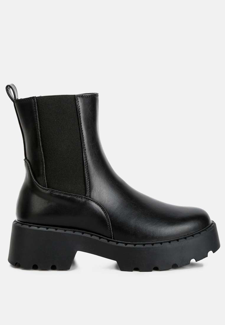 faux leather elasticated chelsea boots by ruw#color_black