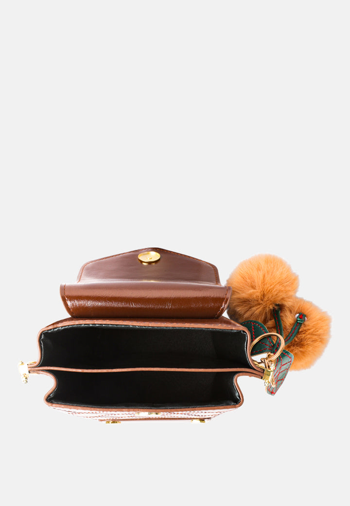 faux leather mini sling bag#color_espresso