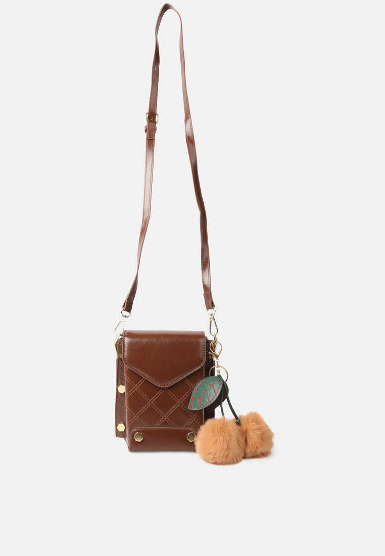 faux leather mini sling bag#color_espresso