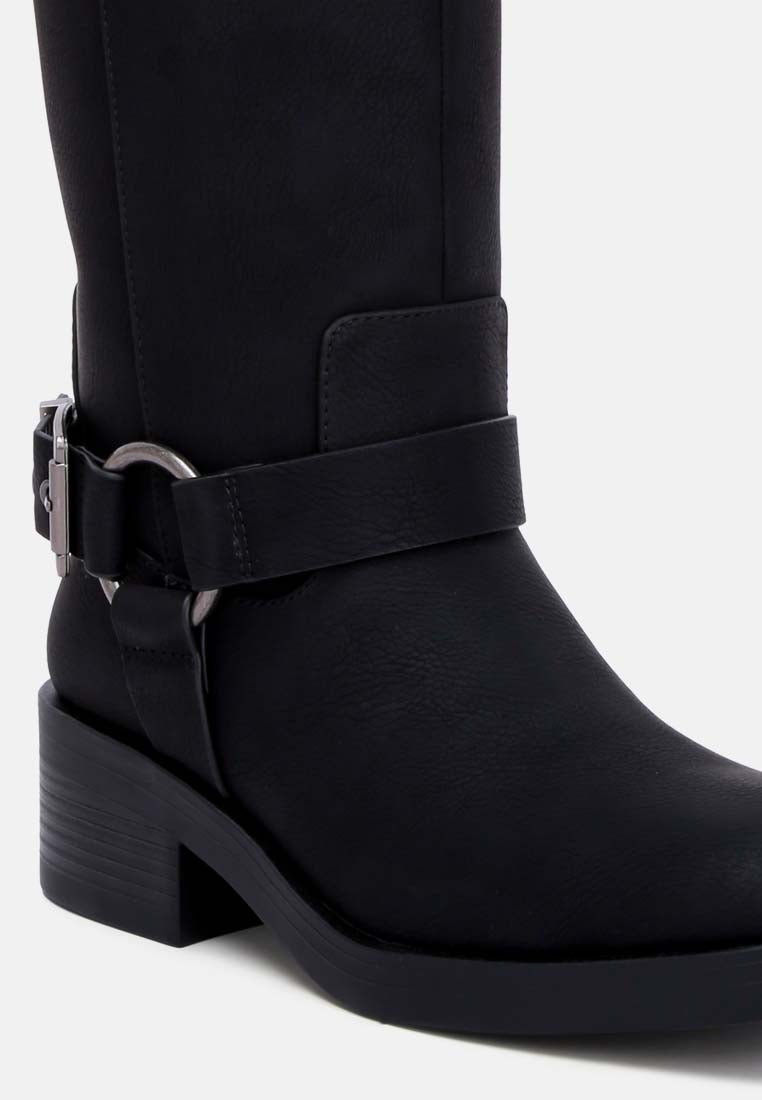 faux leather pin buckle high boots by ruw#color_black