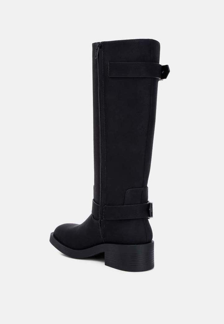 faux leather pin buckle high boots by ruw#color_black