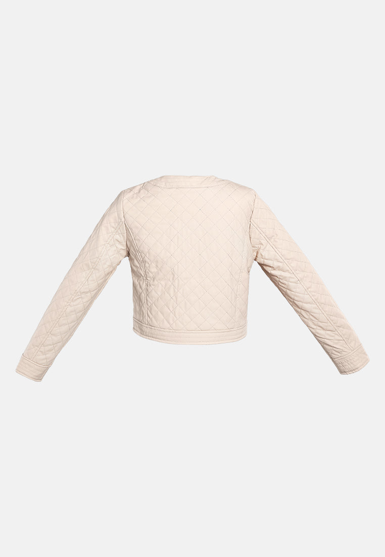 faux leather quilted jacket#color_beige