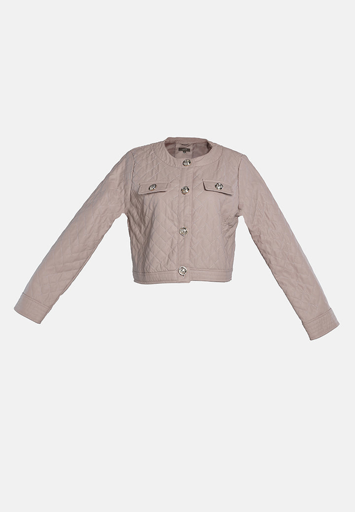 faux leather quilted jacket#color_blush