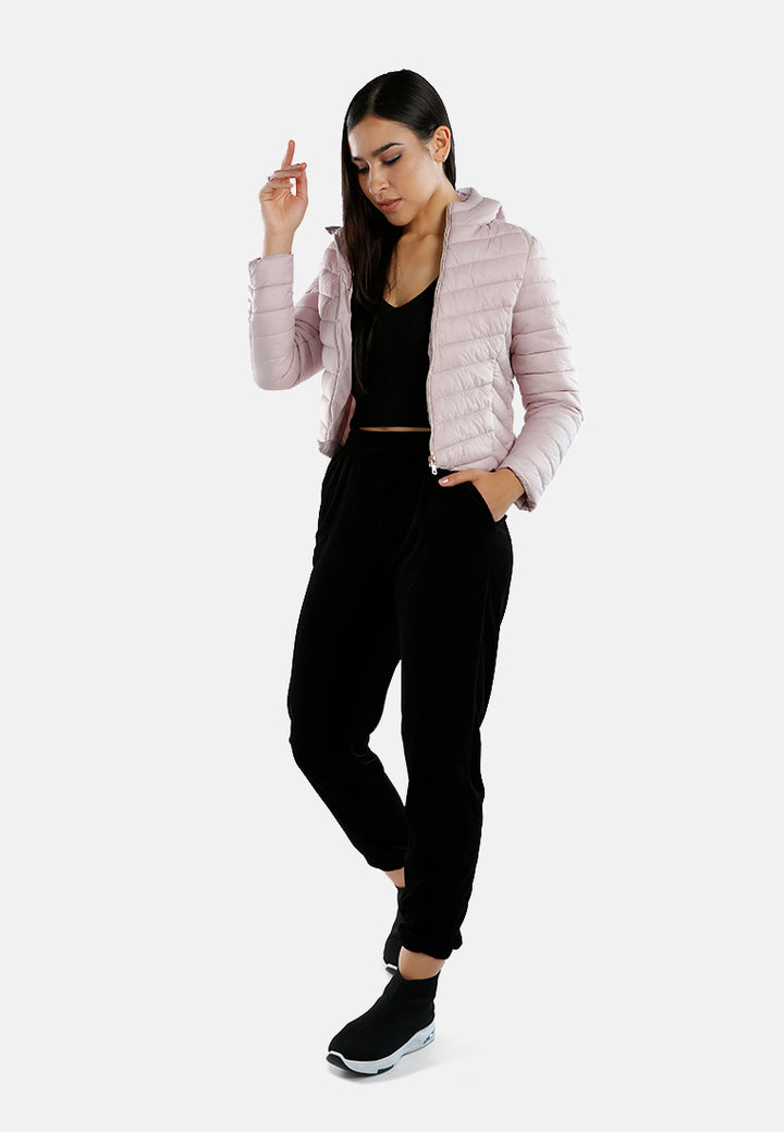 chevron pattern puffer hoodie#color_blush-pink