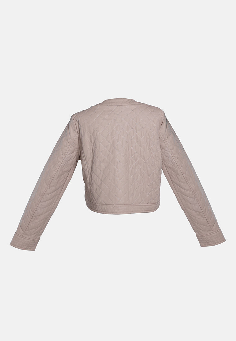 faux leather quilted jacket#color_blush