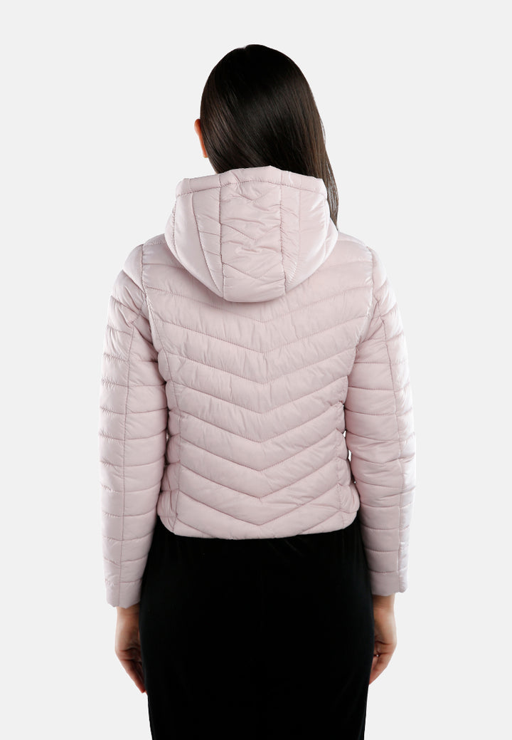 chevron pattern puffer hoodie#color_blush-pink