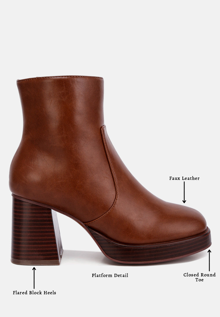 faux leather side zipper closure boots by RUW#color_brown