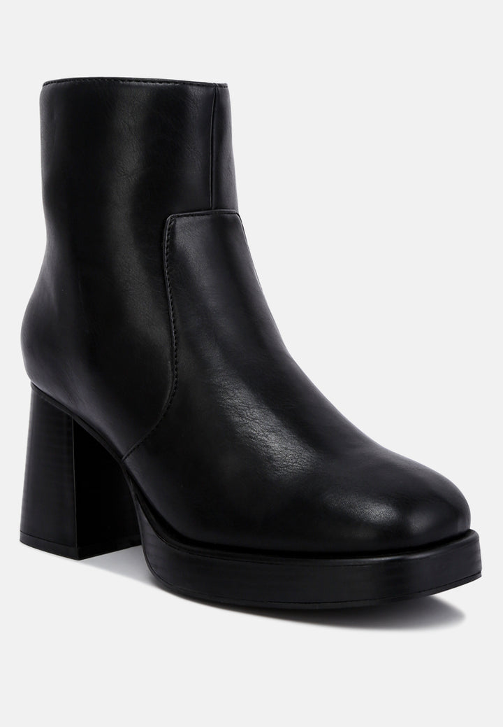 faux leather side zipper closure boots by RUW#color_black