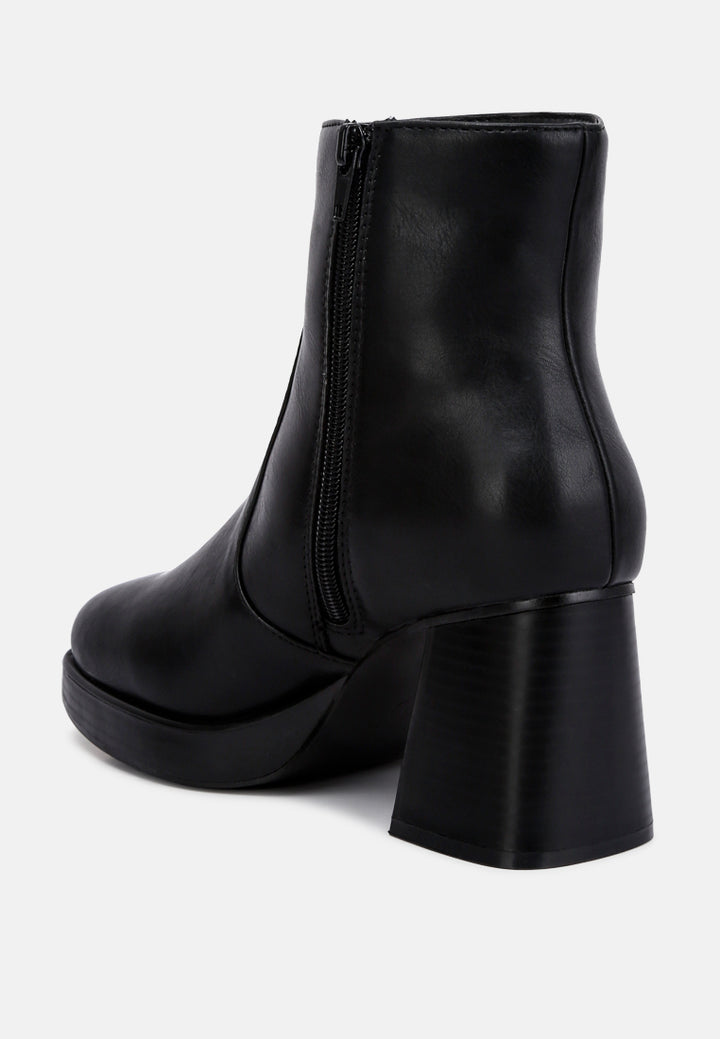 faux leather side zipper closure boots by RUW#color_black