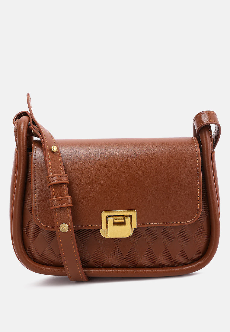 faux leather sling bag by ruw#color_brown