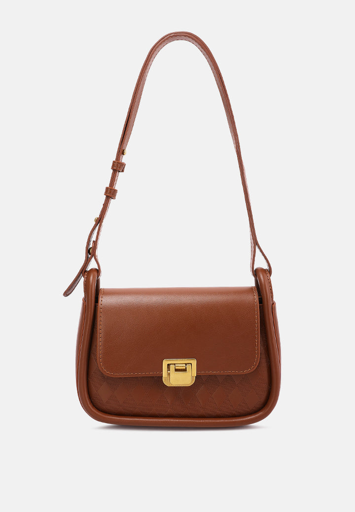 faux leather sling bag by ruw#color_brown