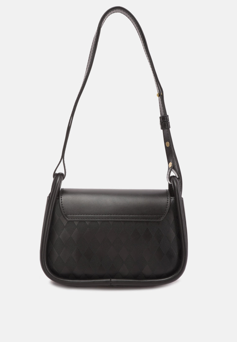 faux leather sling bag by ruw#color_black