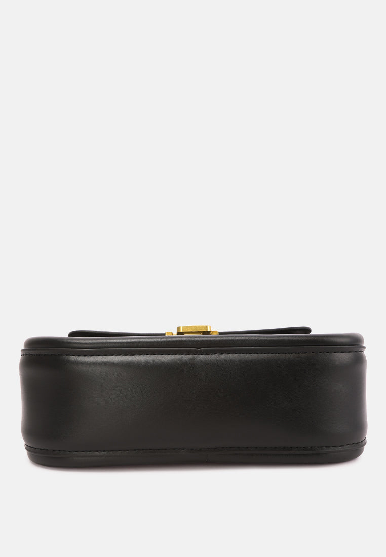 faux leather sling bag by ruw#color_black