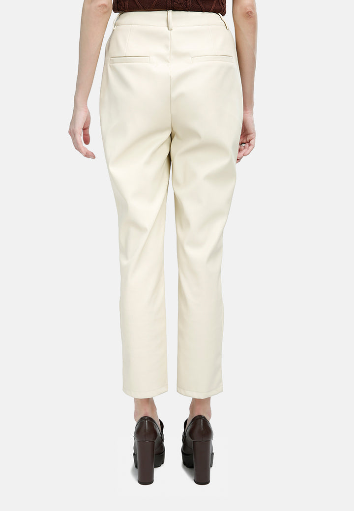 faux leather straight pants#color_cream