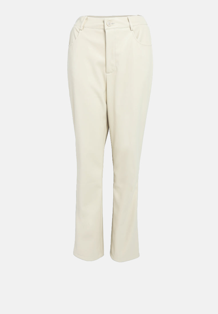 faux leather straight pants#color_cream